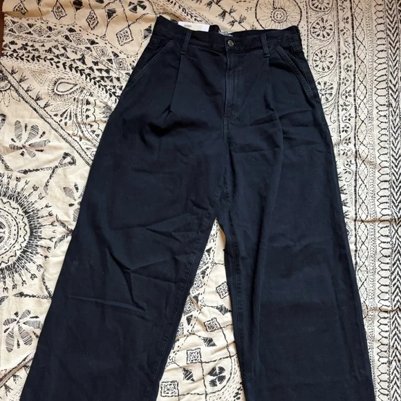 NWT Agolde Ellis Wide Leg Jeans in Crushed Black Size 24 - Picture 7 of 10